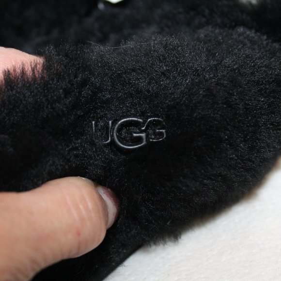 NIB UGG FUR FLIP FLOP‎ SANDALS SLIPPERS BLACK - Picture 8 of 10